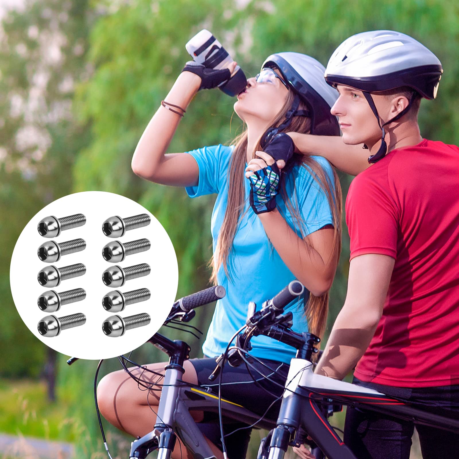 10 Pezzi Bici Stelo Bulloni, M6 x 20 mm Viti Fisse per Stelo Bici con Rondella, Bulloni per Manubrio Della Bicicletta, Vite da Bicicletta per Bici da Strada Mountain Bike (Black)