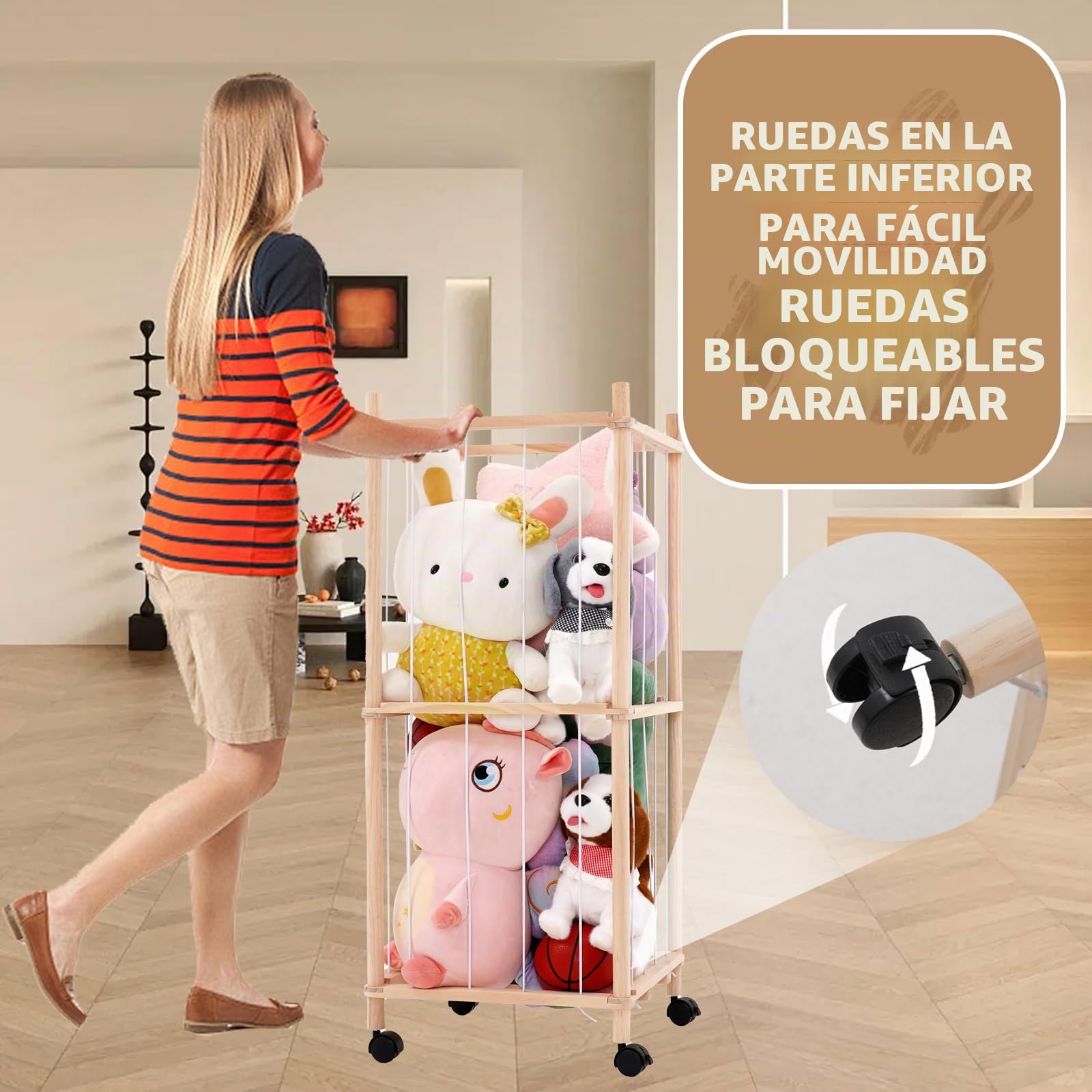 Estante de almacenamiento de animales de peluche de madera de zoológico, organizador de guardería, jaula de zoológico para guardería, sala de juegos, dormitorio, habitación de los niños, regalo de
