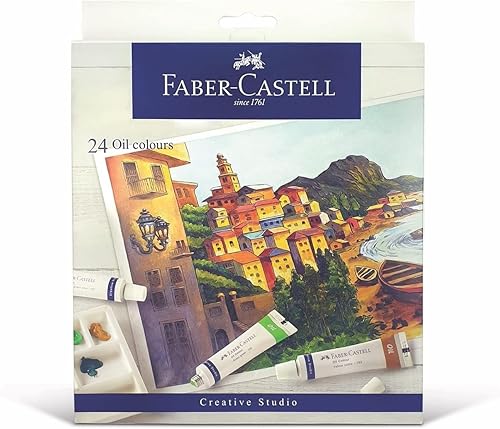 Faber-Castell Creative Studio - Colores al óleo, 24 tubos de 0.7 fl oz, multicolor, para arte, manualidades, dibujo, bocetos, hogar, escuela,