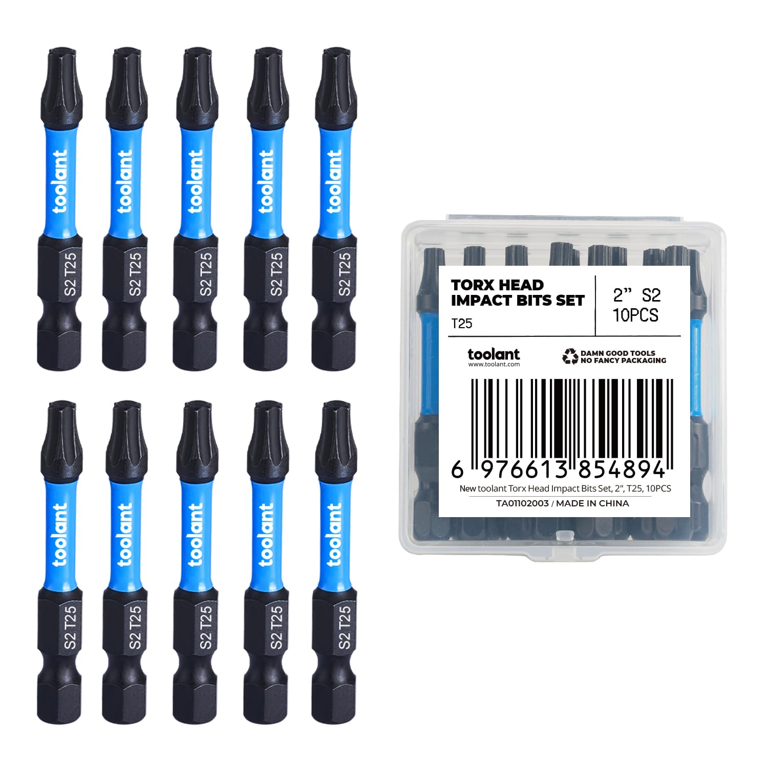 toolant 10PCS T25 2" Impact Torx Bits S2 Steel