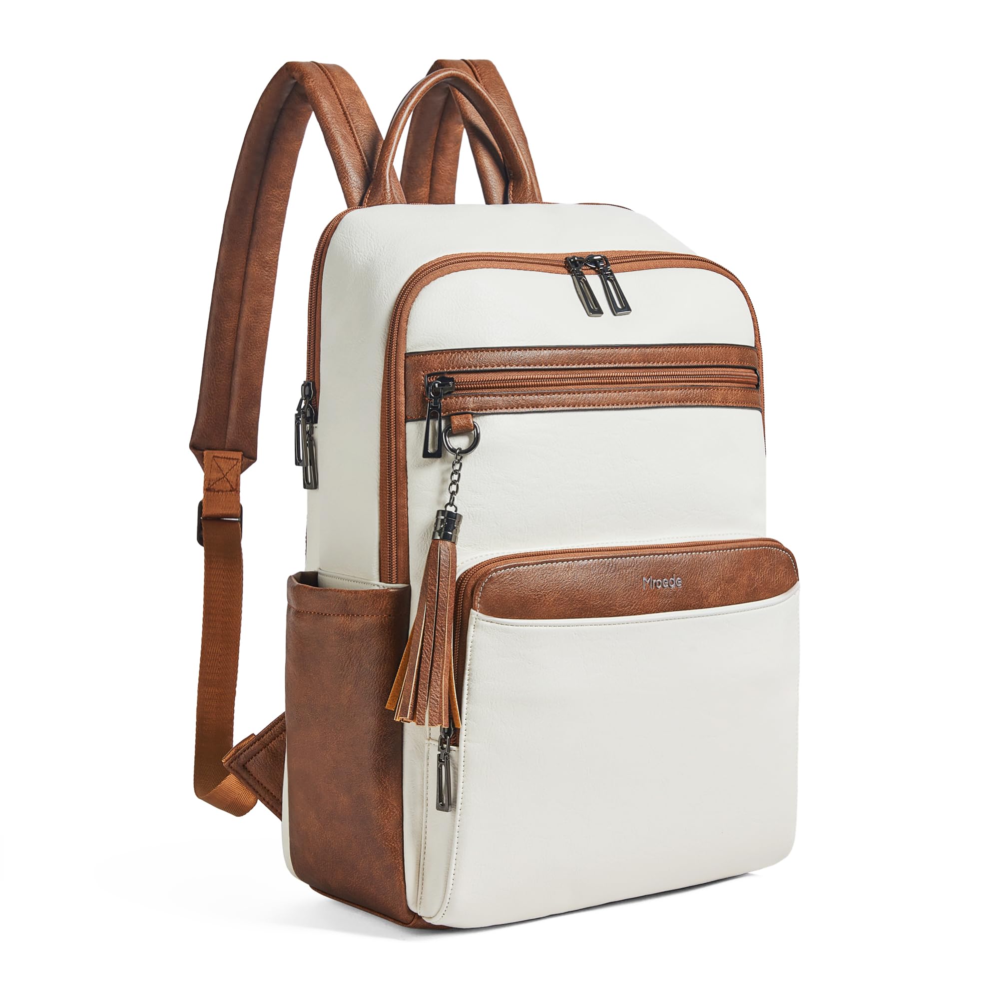 Mroede Leather Laptop Backpack for Women,Leather Backpack with Laptop Compartment Fit 15.6 inch Laptops,Carry-on Travel Backpacks,Casual Daypack for