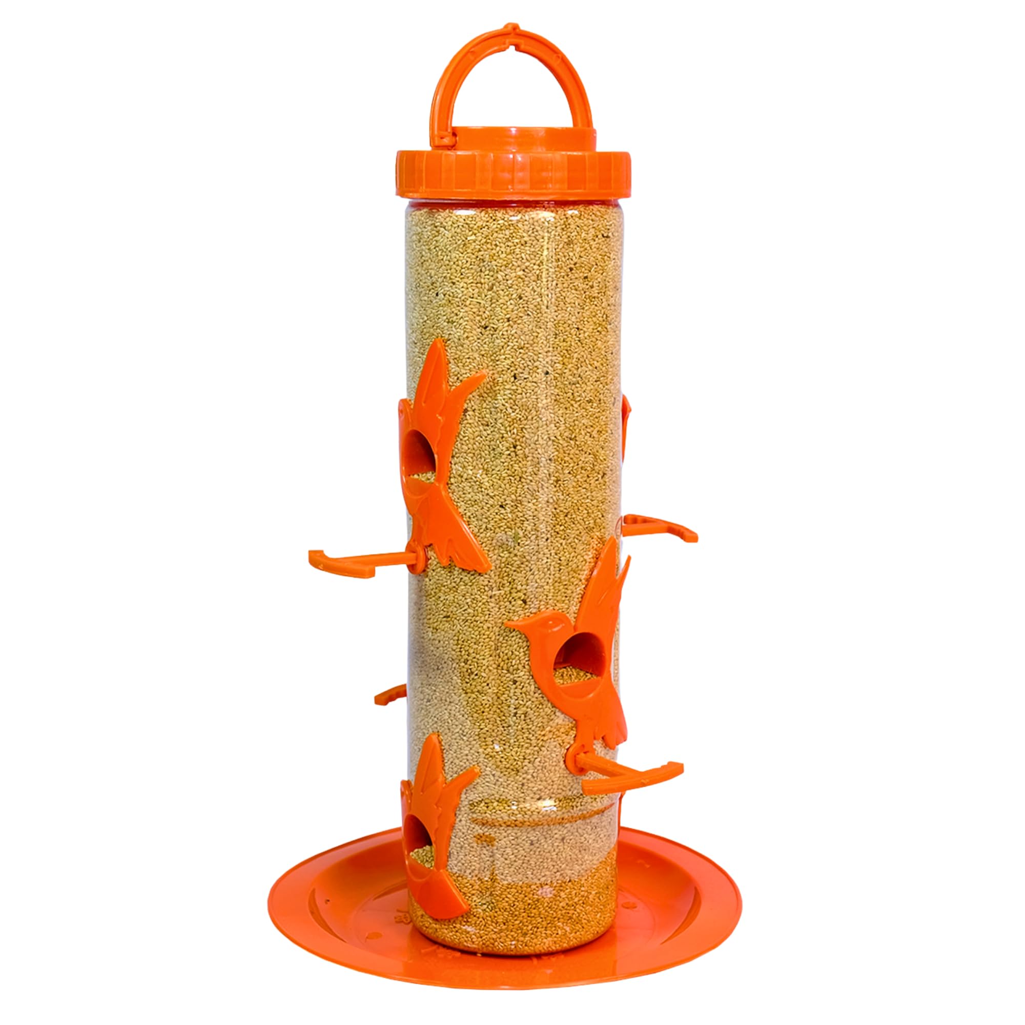Amijivdaya Hanging Bird Feeder with 6 Feeding Ports | 900g Capacity | Food-Grade Plastic | Durable and Weather-Resistant Design (Orange, 1 Piece) 1