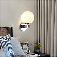 Vista 4 de Lámpara de pared con forma de globo, lámpara de pared de vidrio blanco, lámparas montadas en la pared de mediados de siglo E27, luces de cabecero