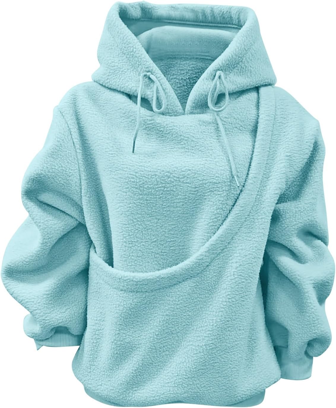 Pet Hoodie With Oversized Pocket Unisex Winter Fleece Pullover For Cat & Small Dog, Hands-Free Warm Drawstring Hoodies(Blue,Large)