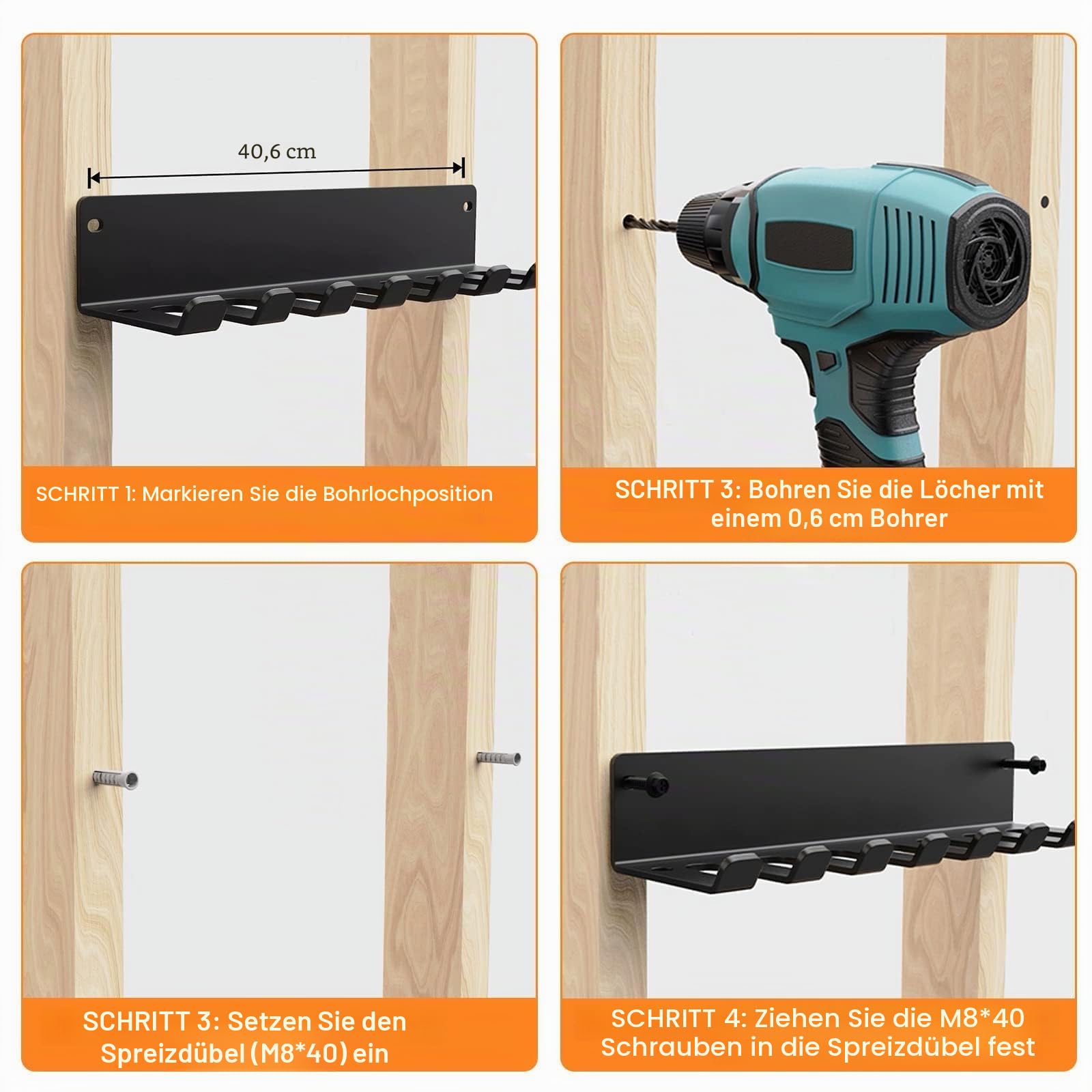 Gym Rack Organizer, Home Gym Zubehör Aufhänger, Wandhalterung Haken für olympische Langhanteln, Reihengriffe, Schläger oder Werkzeuge (E-Book Anleitung im Lieferumfang enthalten)
