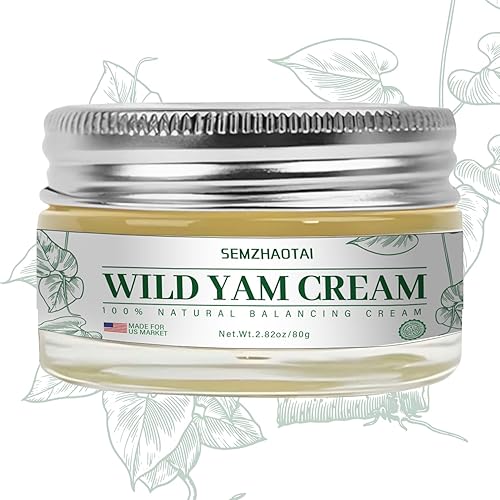 Crema orgánica de ñame silvestre  Equilibrio hormonal y alivio de la menopausia, soporta sofocos y sudores nocturnos, 2.82 oz  Diseñado para el