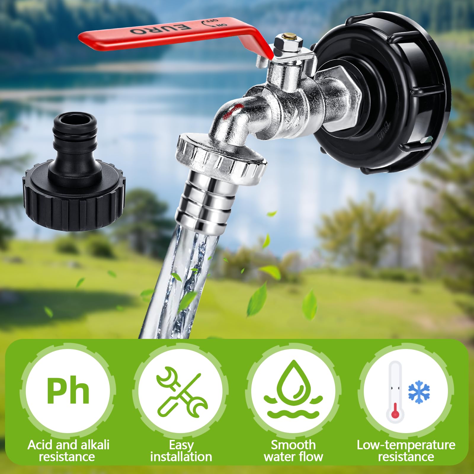 Adaptador Para Depósito IBC De 1000 L - Grifo De Latón, Roscas S60x6, Para Riego Y Conexión De Mangueras