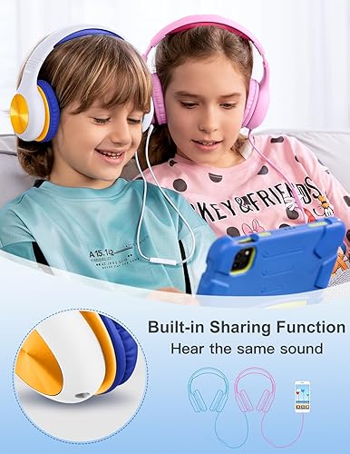 Miniatura 30 de Auriculares para niños con cable, auriculares sobre la oreja para niños con micrófono, límite de volumen de 85/94 dB, auriculares para niños y niñas