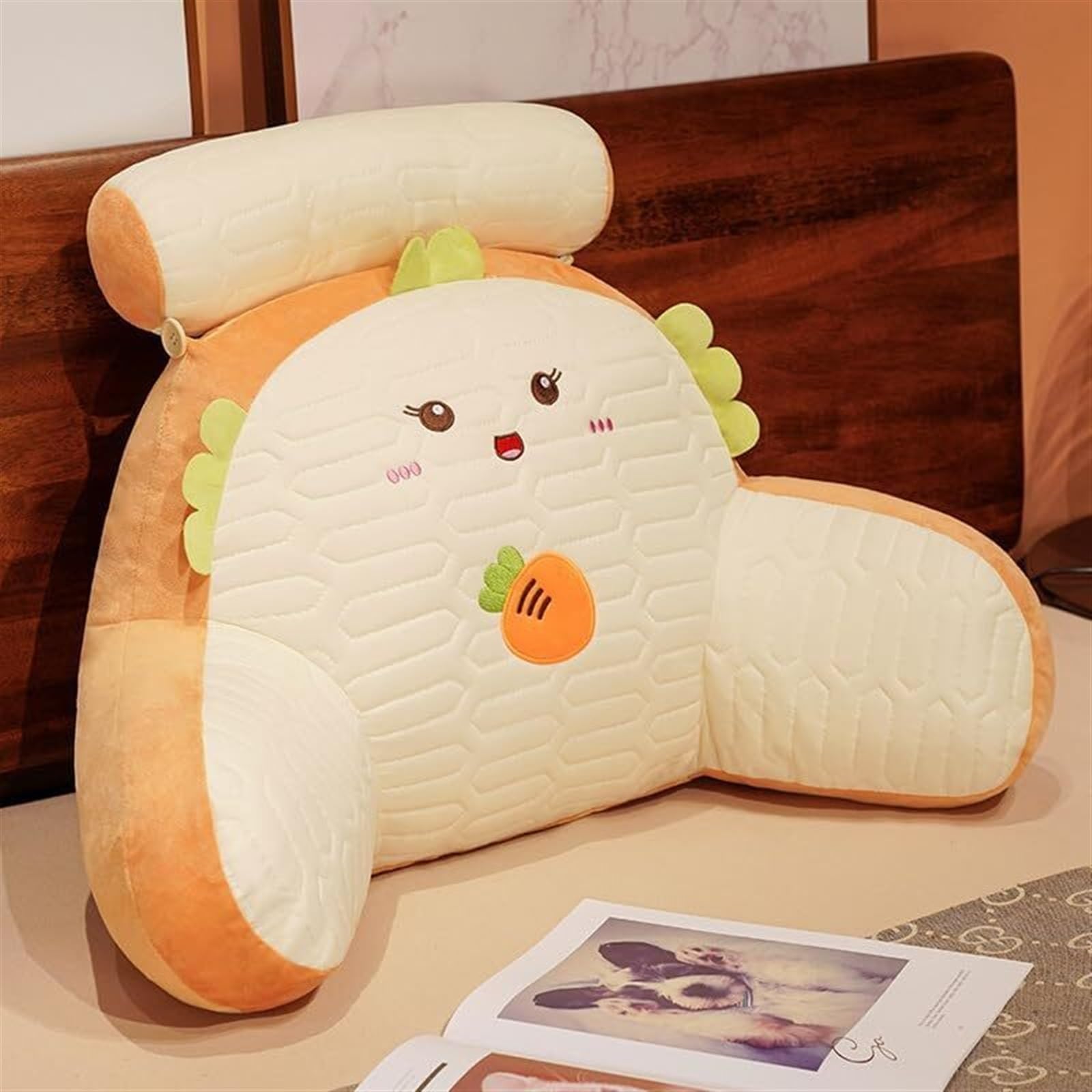 ZXGRfdefa reading pillow, Pillows to Relieve Pain Ergonomic Lumbar Support Cushion Detachable and Washable Cuddle Cushions(Orange,75 * 50cm)