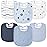 Susurration Muslin Baby Drool Bibs 6Pack Soft Square Adjustable Baby Bandana Bibs for Unisex Girls & Boys (Blue Stars)