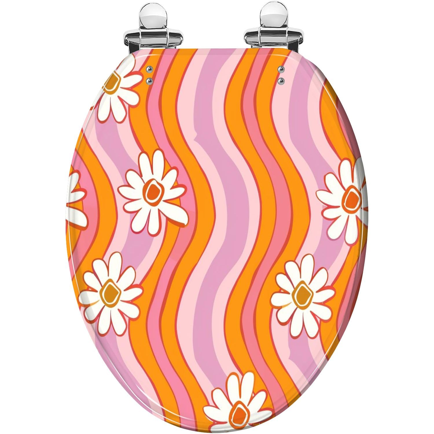 Tazyyzuu Multi3 Pink Marble Rose Gold Elongated Toilet Seat Slow Close Quick-Release Hinges(,19.5X14.5)