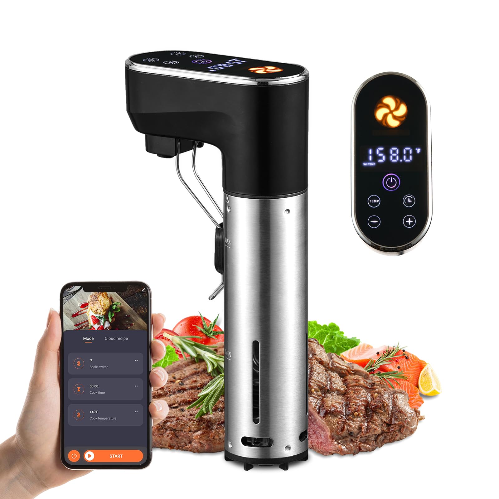 Photo 1 of 1300W Sous Vide Cooker,WIFI Sous Vide Machines,Immersion Circulator,Precision Cooker,Recipes,Accurate Temperature and Time Control,IPX7 Waterproof,Ultra Quiet,Fast Heating,APP Recipes Timer