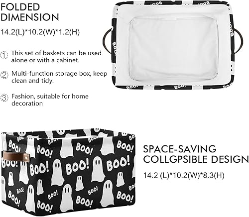 Miniatura 2 de Emelivor Cesta de almacenamiento de fantasmas de Halloween, canasta resistente para almacenamiento de juguetes, cesta de lavandería con asas para el