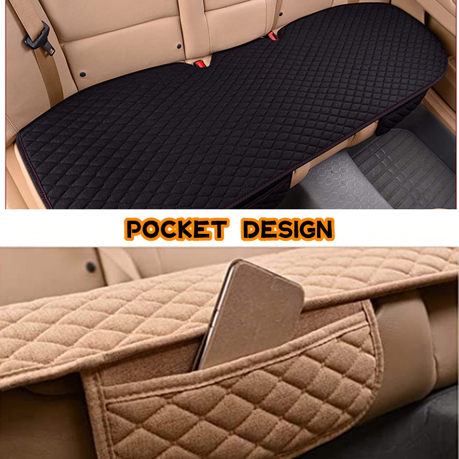 Bangminda Housse De Siège Voiture Universelle Imperméable En PU Cuir Protection Résistante Aux Rayures Pour Siège Arrière Protecteurs De Siège Arrière De Voiture(1 Housse Arrière, Noir