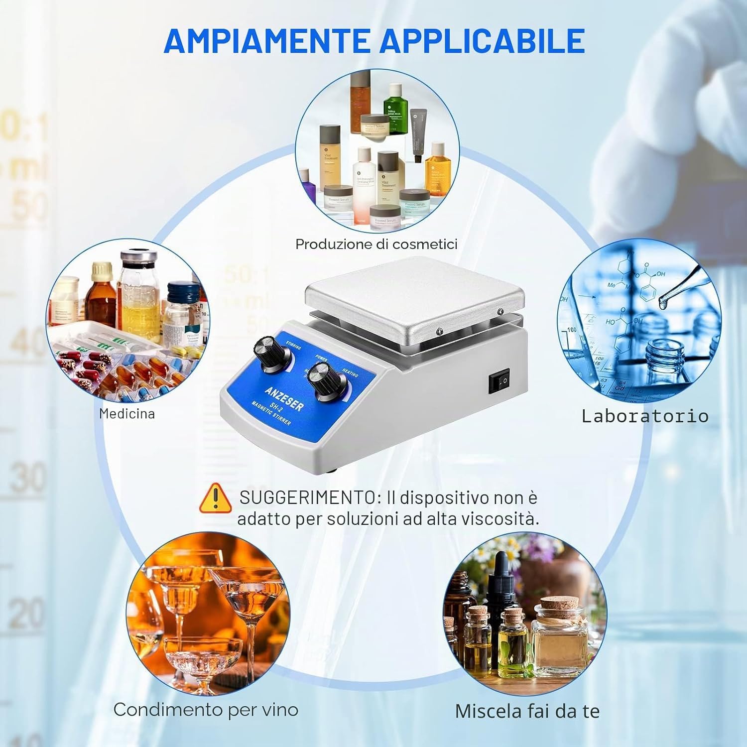 SH-2 lab Miscelatore magnetico agitatore piastra calda a doppio controllo con barre di agitazione