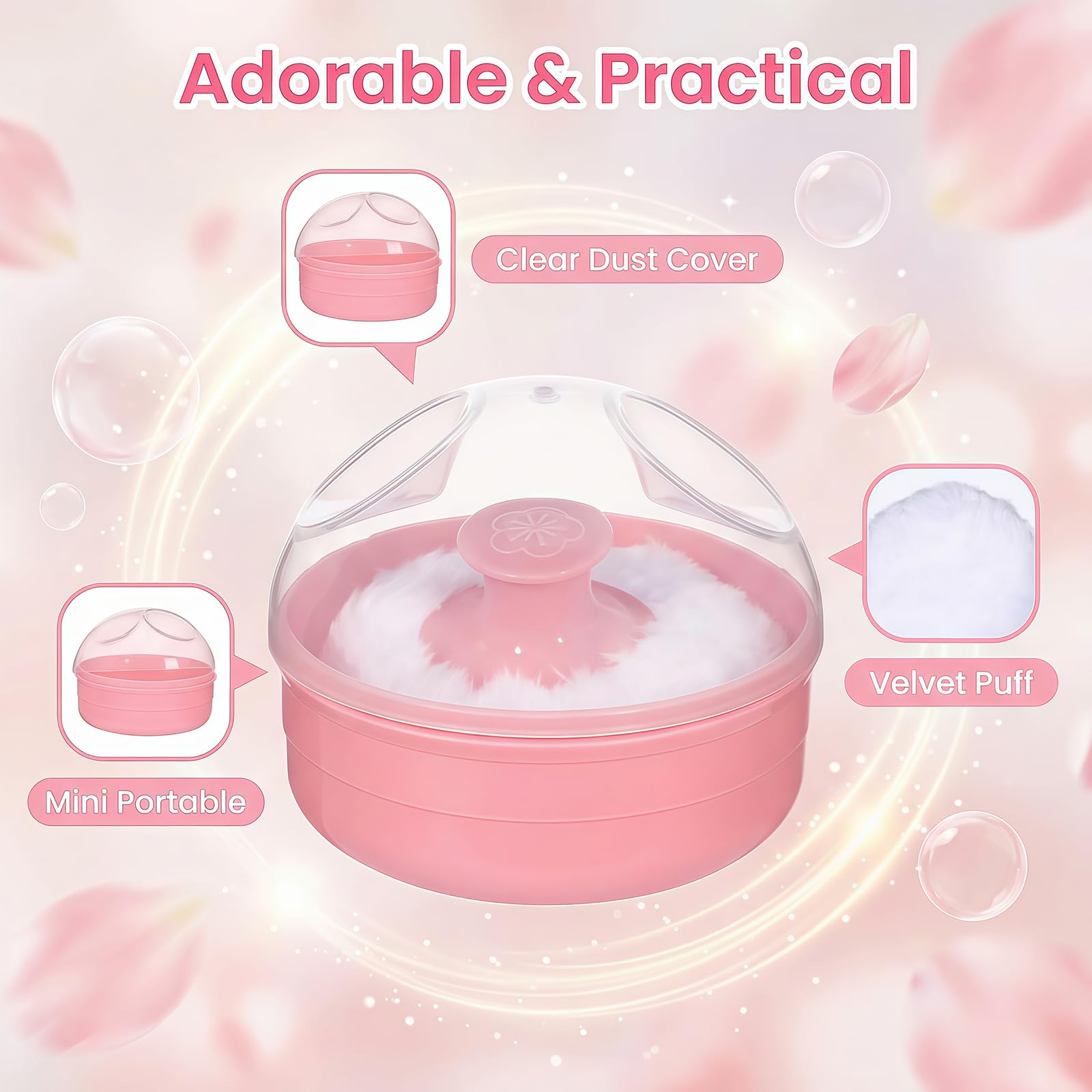 2PCS (blu + rosa) di plastica per la cura della pelle del bambino dopo lo sciolto caso polvere in polvere per il corpo fronte talco contenitore stoccaggio trucco con soffio di spugna morbida