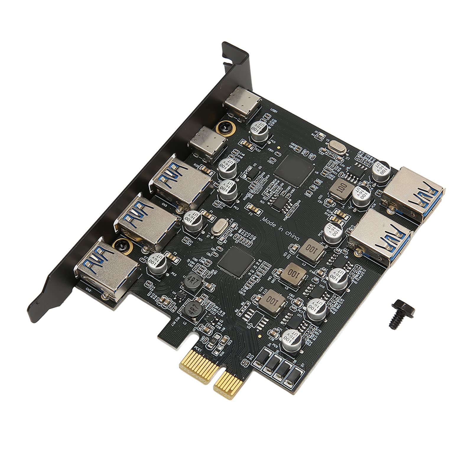 Scheda PCIe USB 3.2 Con 5 Porte (3x USB-A + 2x USB-C) – 5 Gbps, Facile Installazione Per PC Desktop