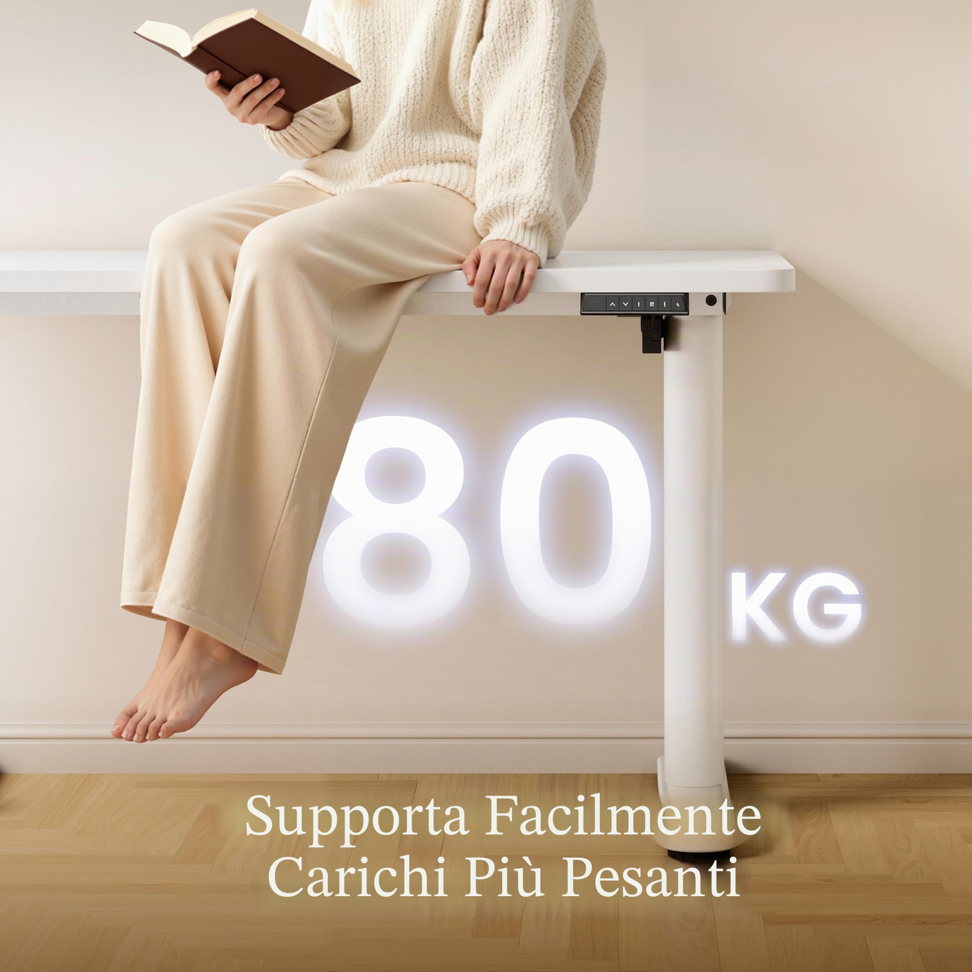 FLEXISPOT Scrivania regolabile in altezza (gambe rotonde) - Workdesk di design compatto 120 x 60 cm per ufficio domestico, piano di lavoro regolabile elettricamente con memoria e ascensore silenzioso