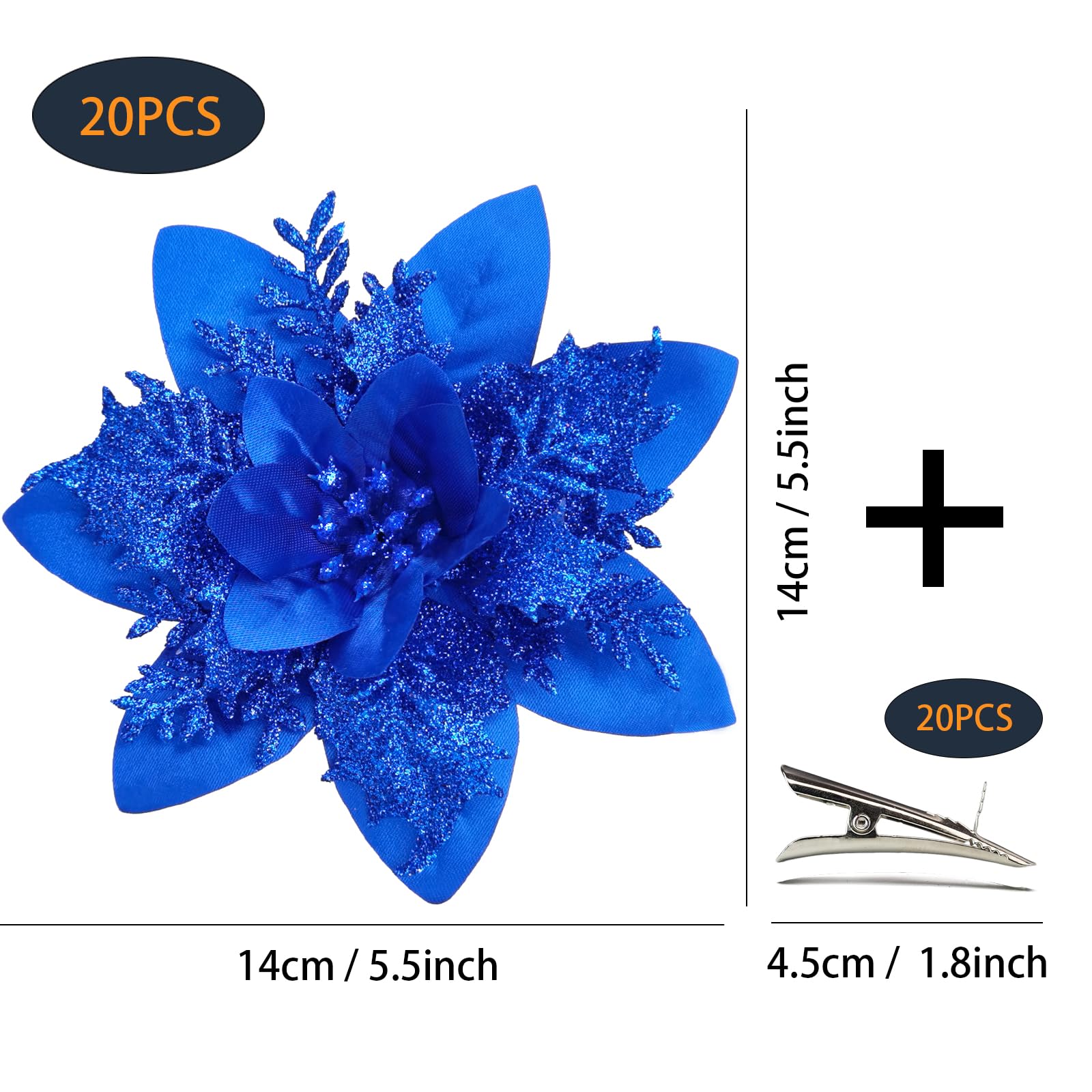 MIKAILE 20PCS Christmas Flowers Artificial with Clip - Image 2