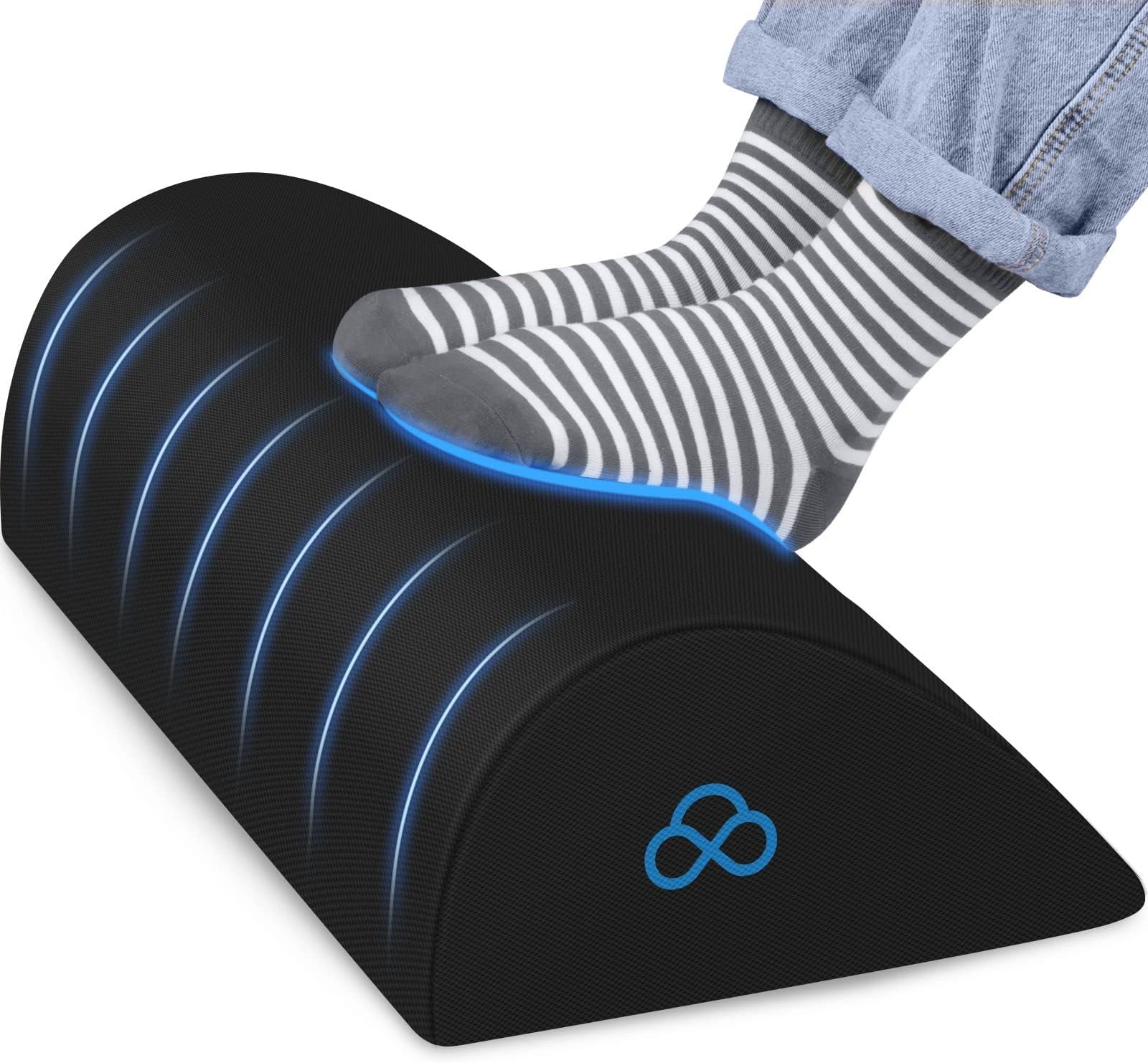 StepLively Foot Rest Ergonomic Pillow for Under Desk at Work, Anti-Fatigue Footrest Support Pillow for Fatigue & Pain Relief, Comfortable for Office Chair, Car Seat & Gaming Chair - Black