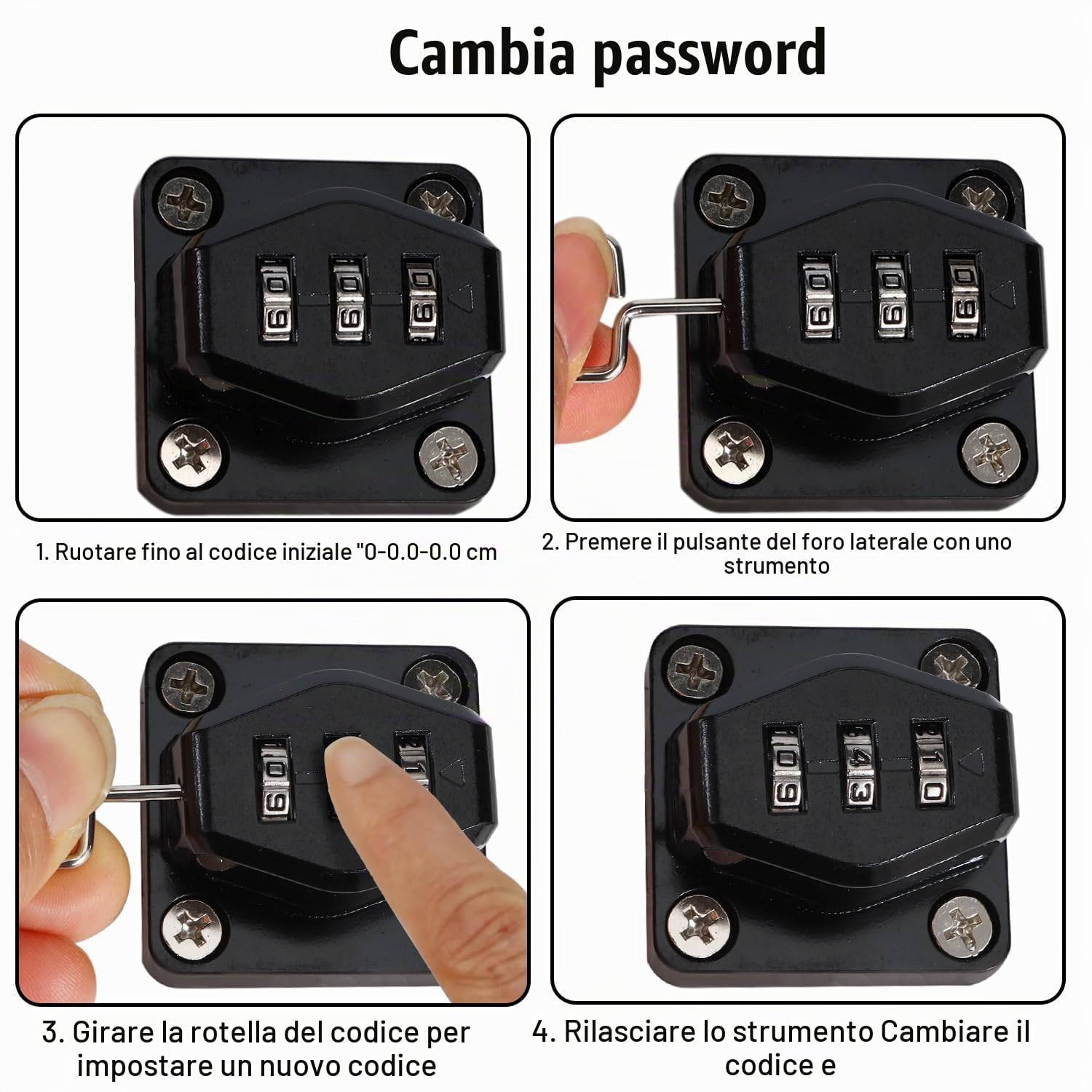 Chiavistello a Combinazione 3 Cifre, Serratura a Codice da 4 Pollici | Chiusura Antifurto per Armadietti, Piccole Porte, Cassetti e Mobili, Senza Chiavi e Facile da Installare