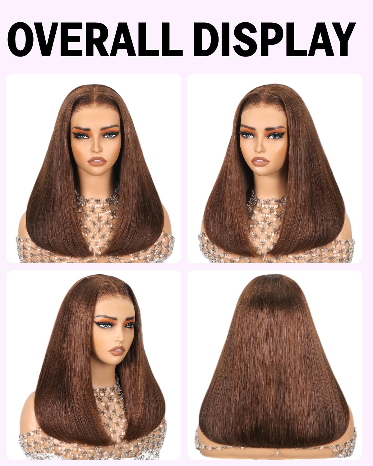 MEGALOOK Salon-Quality Ready to Go Glueless Wigs Human Hair 220% Density 5x6 Pre Cut HD Lace Front Wig 12A Silky 4# Brown Straight Wigs Real Plucked Bleached Knots Wig Human hair 16 Inch - Image 2