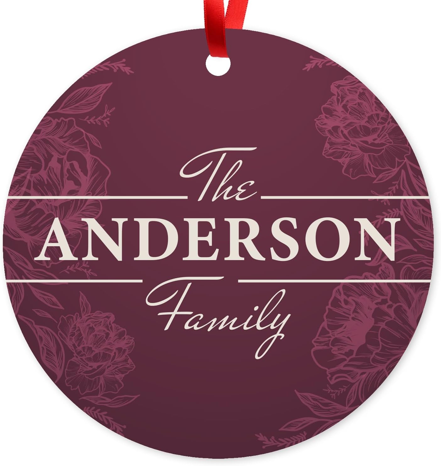 Soul Décor Personalized Christmas Ornaments, 2025 Personalized Family Name, Large 3.75" Round ACM Ornament, Velvet Pouch Included