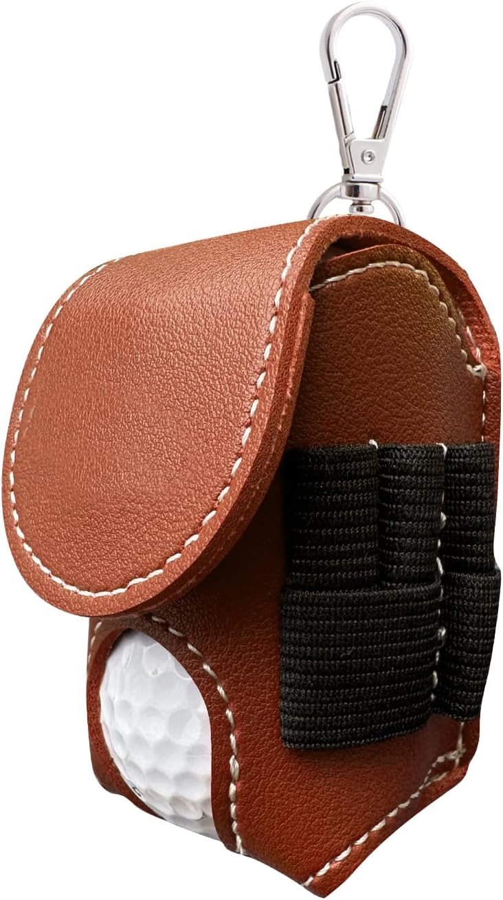 Golf Ball Waist Bag - Lightweight Case Holder, Leather Storage Pocket, Tee Utility Pouch Sports Accessories for Golfers