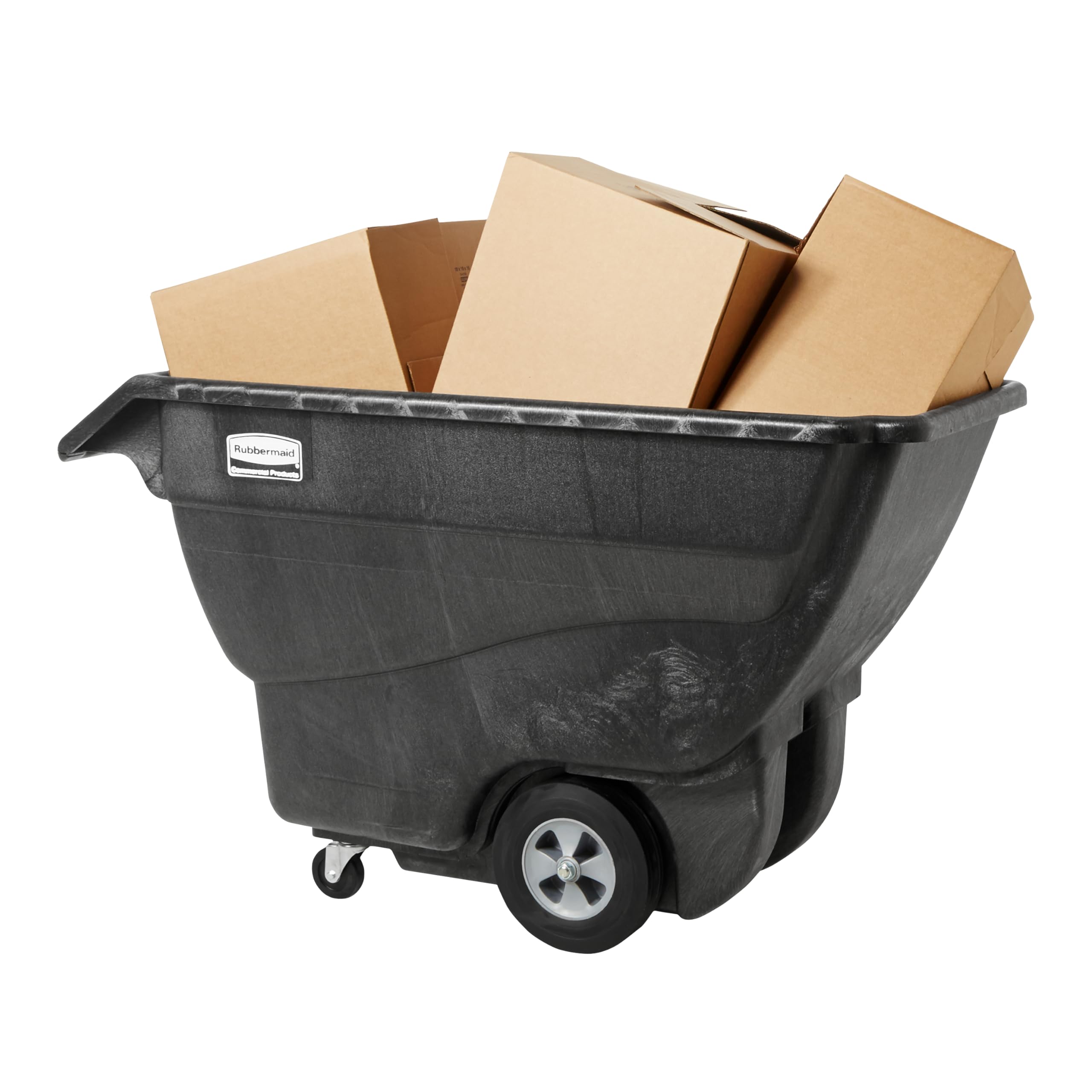 Rubbermaid Commercial Products Tilt Truck 0,58m³ Schwarz – Kippwagen für Abfall und Recycling mit 454 kg Traglast und Rollen, robuste Konstruktion für Lager Büro und Facility Management – FG101300BLA