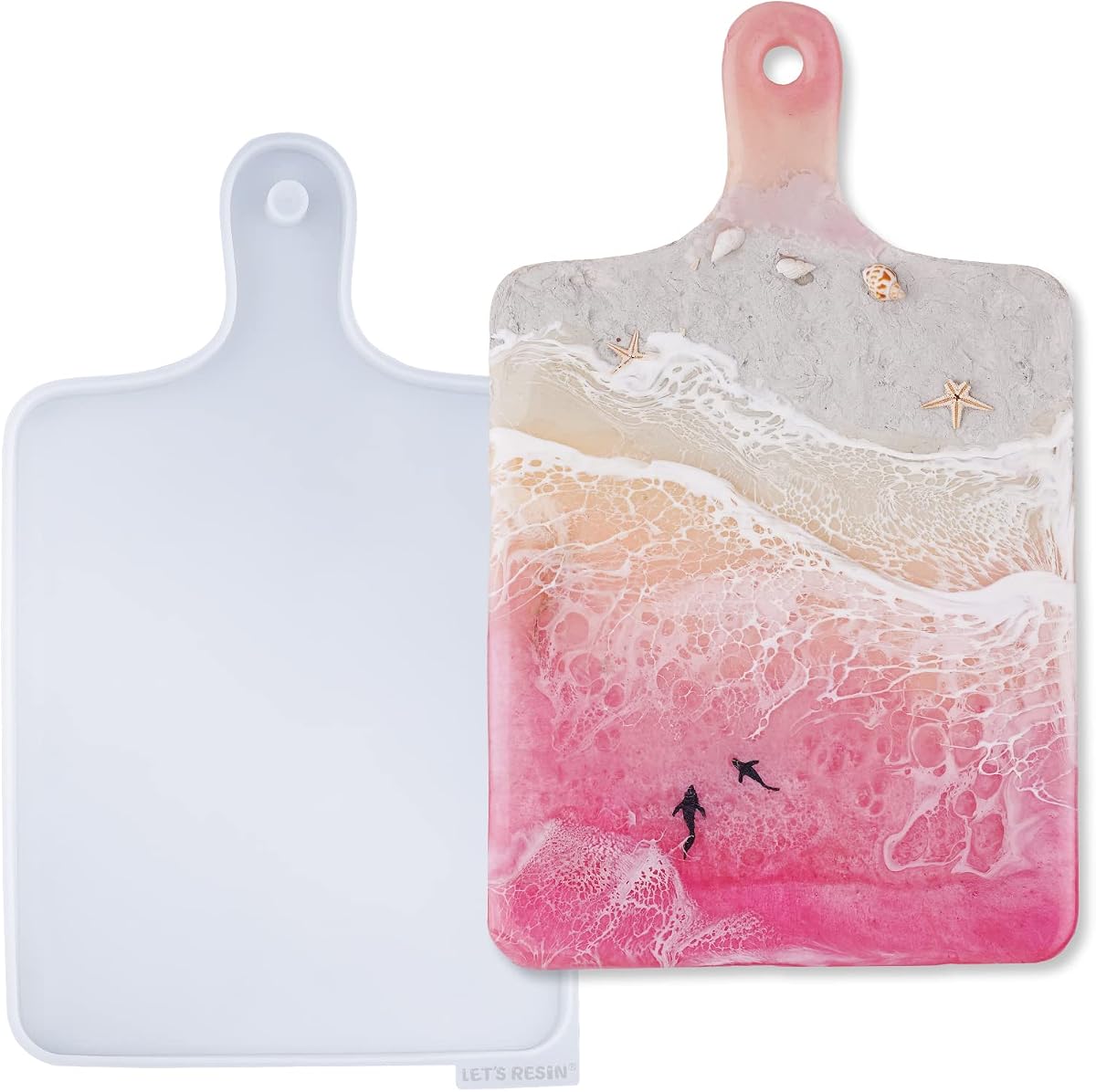 LET'S RESIN Moldes de resina de silicona, moldes de resina epoxi para tabla de cortar rectangular, moldes de silicona grandes para bandeja de servir resina, fundición epoxi, manualidades