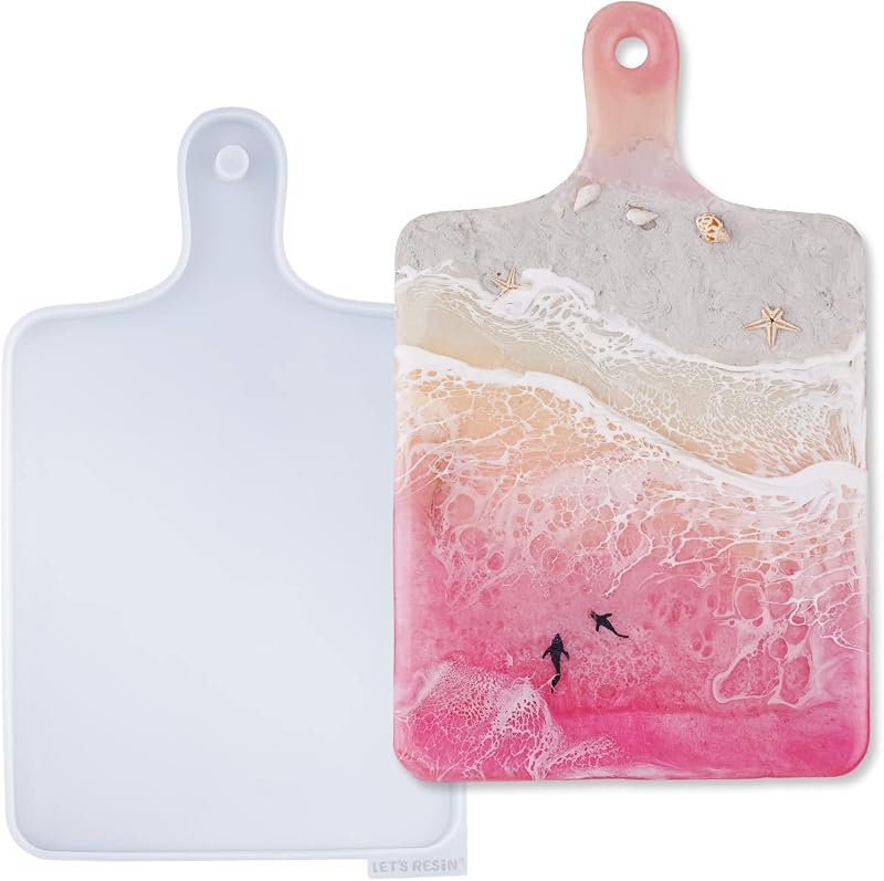 LET'S RESIN Moldes de resina de silicona, moldes de resina epoxi para tabla de cortar rectangular, moldes de silicona grandes para bandeja de servir resina, fundición epoxi, manualidades