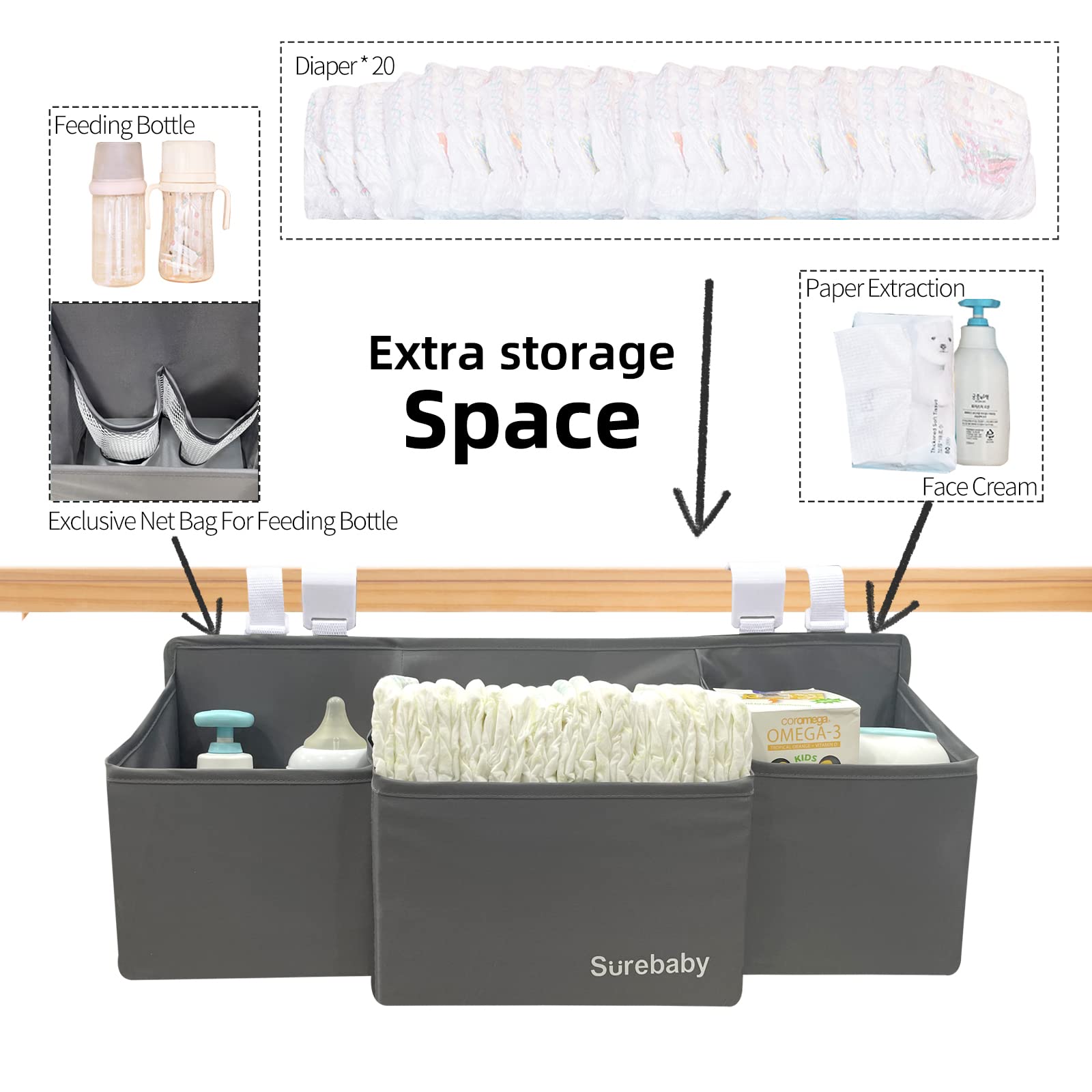 surebaby Hanging Baby Diaper Caddy - Image 3