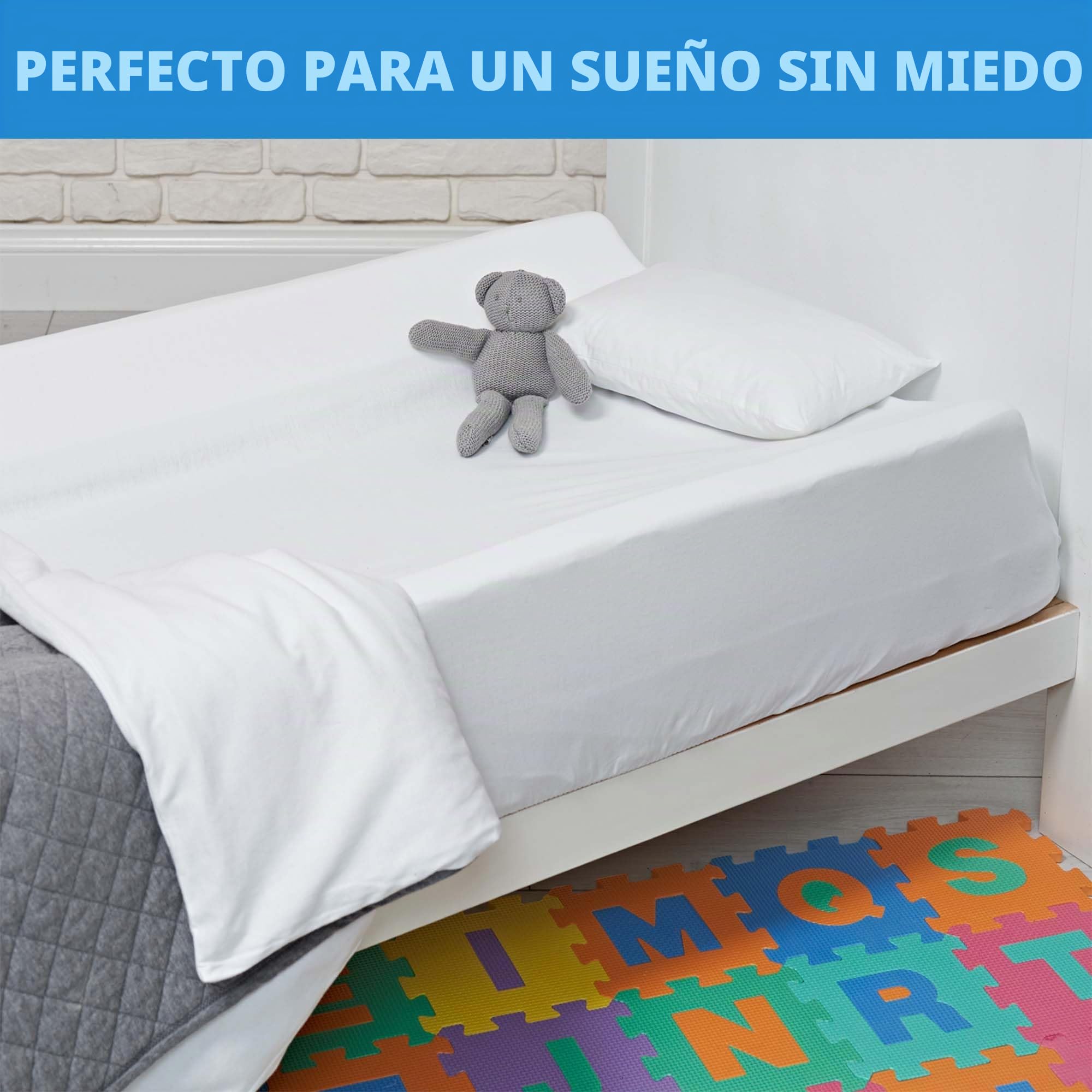 Barrera de Seguridad para Cama de Niños - Barandilla en Espuma con 100cm - Puede ser Utilizada por Adultos - Alternativa al Riel Portátil para llevar de Viaje con Funda Extraíble y Lavable 2 Barreras