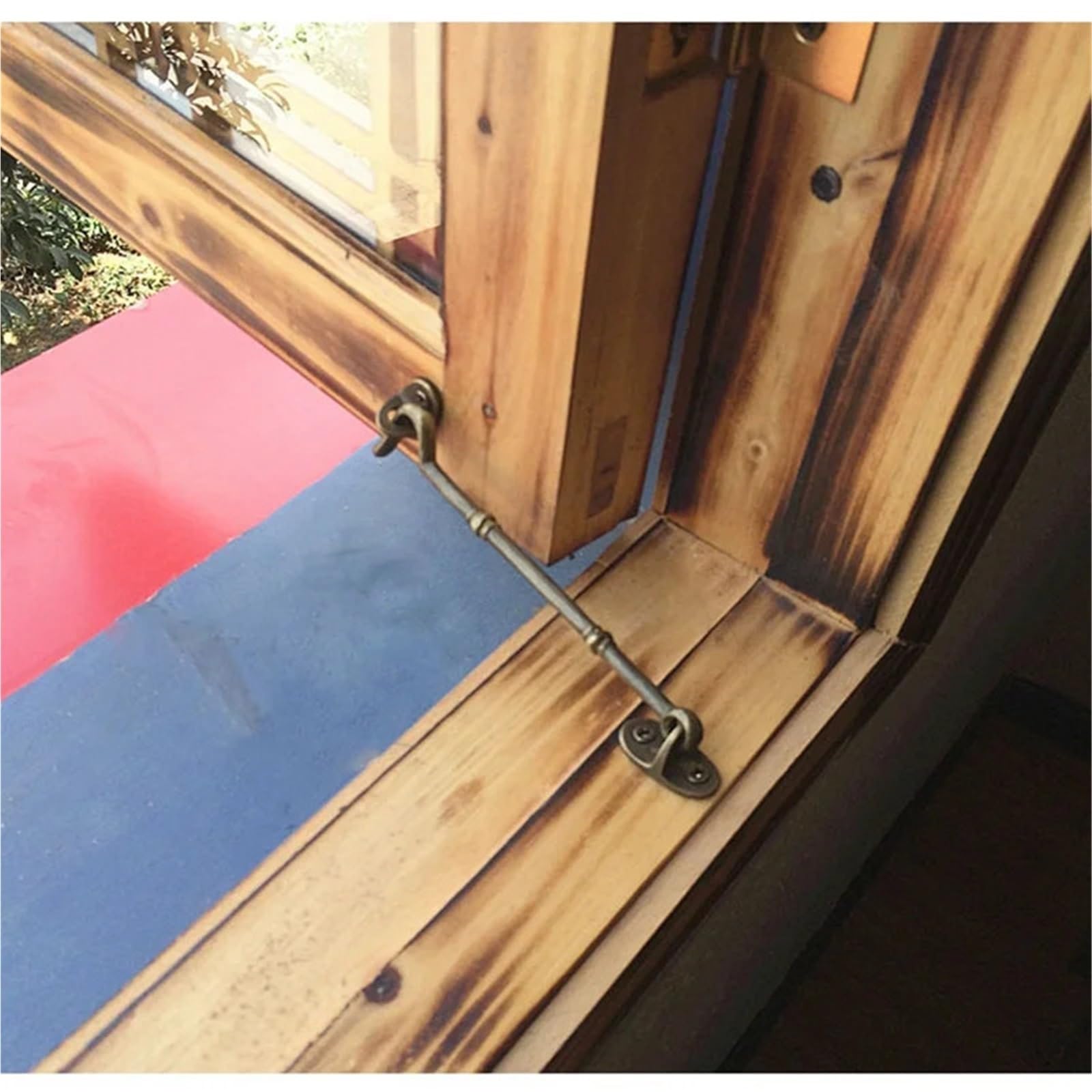 2 Stück Windhaken aus Bronze, Kabinenhaken, Messingöse, Schuppentor-Türriegel, geräuschloser Halter for Fenster- und Türverriegelung, Ösenbolzen-Haken Für Türen, Schränke(25cm)