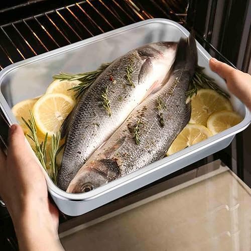 Miniatura 5 de TeamFar Juego de 2 moldes para lasaña para brownie, rectangulares de acero inoxidable, resistentes y saludables, fáciles de limpiar y aptos para