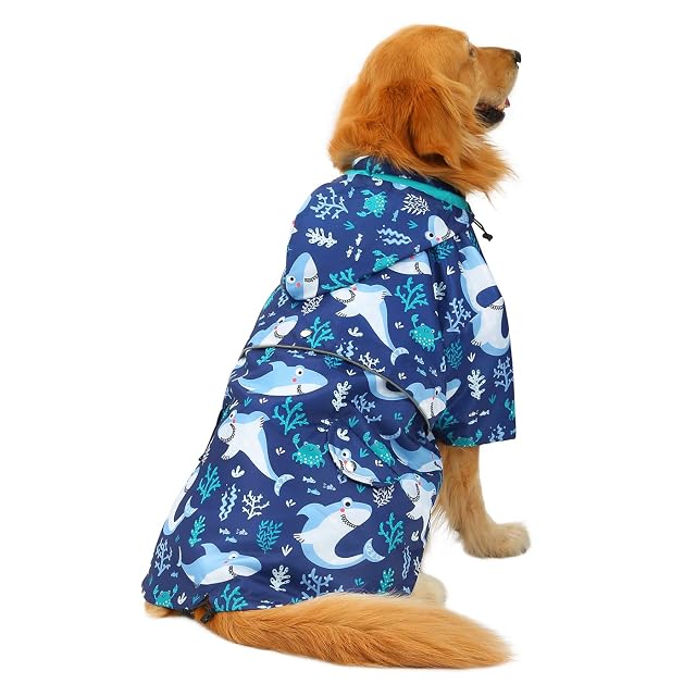 Foto 4 de 7 de HDE Poncho Impermeable para Perro, Chaqueta Impermeable de Doble Capa con Cremallera y Capucha extraíble