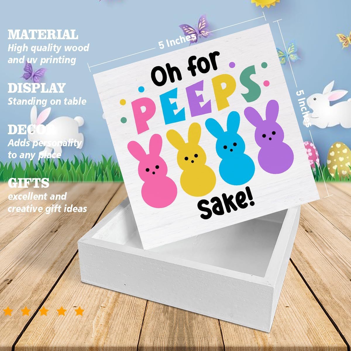 Easter Decor Rustic Oh for Peeps Sake Wooden Sign image 2