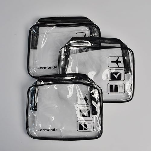 Miniatura 8 de Lermende Bolsa de aseo aprobada por la TSA con asas de silicona Bolsa de aseo transparente para mujeres en el aeropuerto Bolsas de maquillaje