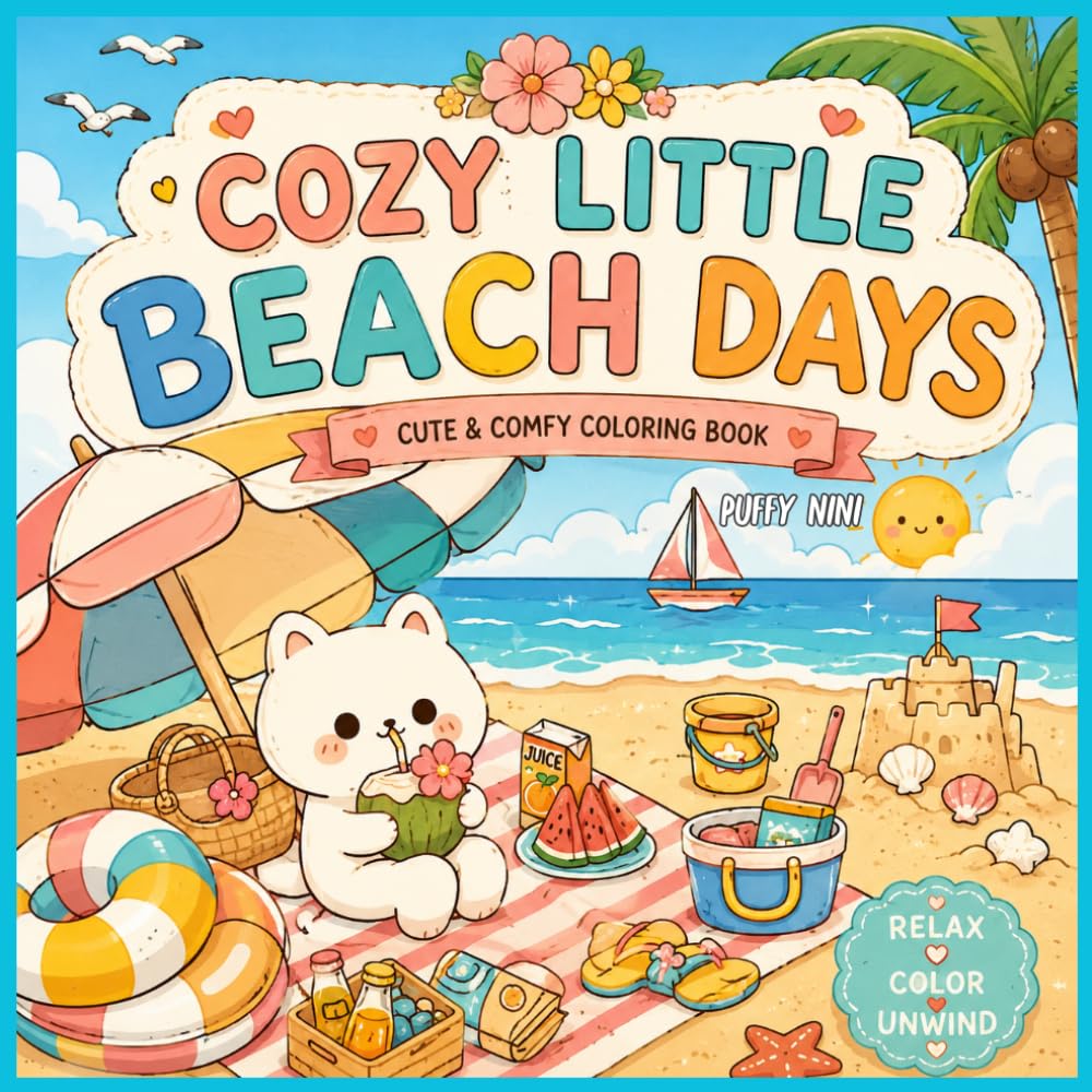 Cozy Little Beach Days: Cute Animal Friends, Relaxing Seaside Scenes & Charming Beach Moments