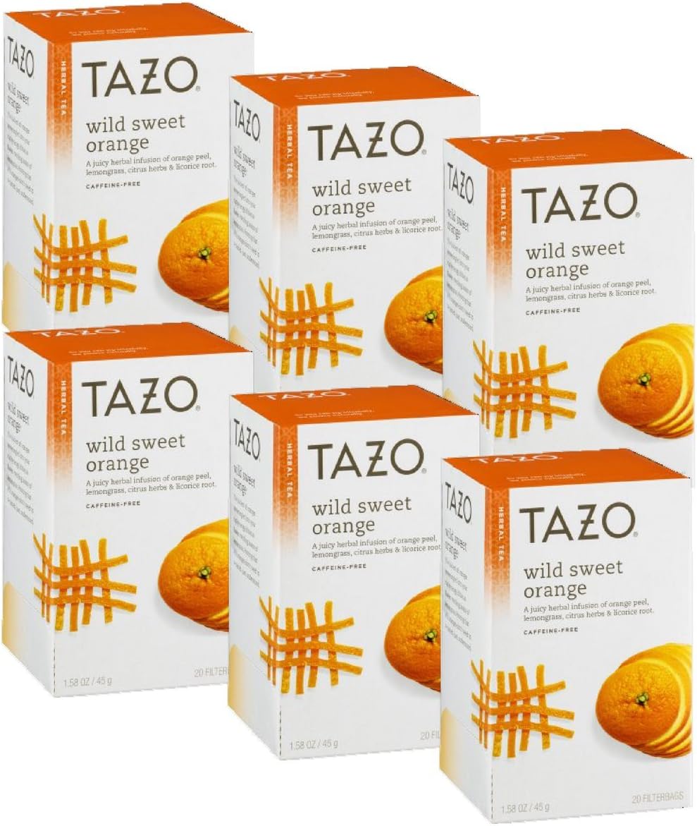 Tazo Wild Sweet Orange Herbal Tea, 20 ct (Pack of 6)