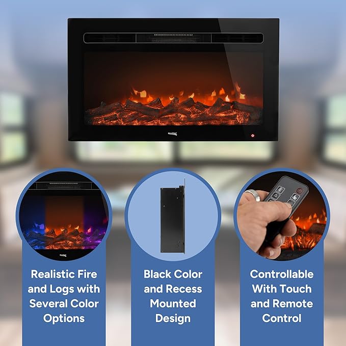 Chimenea Eléctrica RecPro 30" Empotrable 1400W miniatura 6