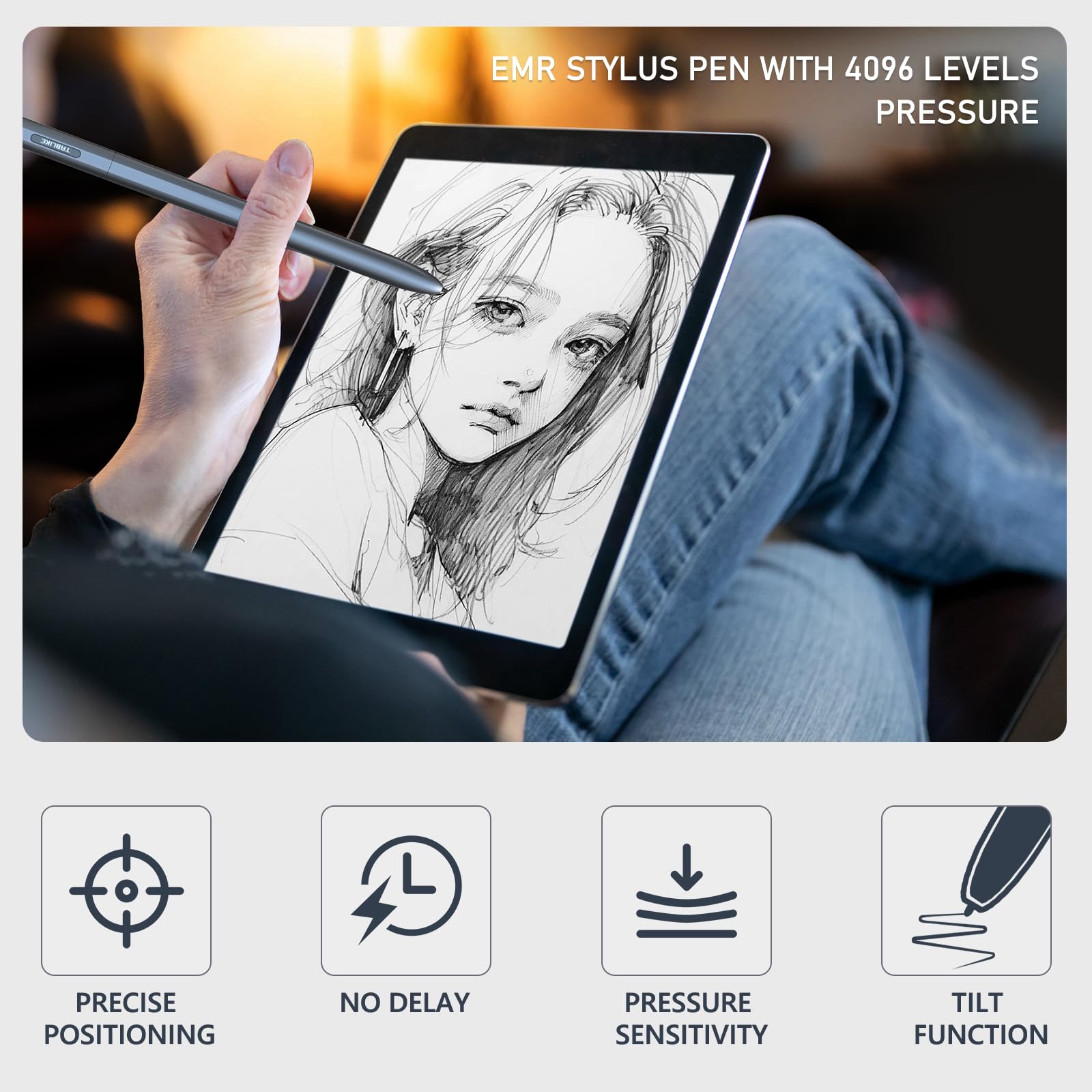 Penna stilo IP151 EMR 4096 livelli di sensibilità alla pressione e inclinazione con gomma, rifiuto del palmo, matita magnetica per B00X/reMarkable/Kindle/Acer