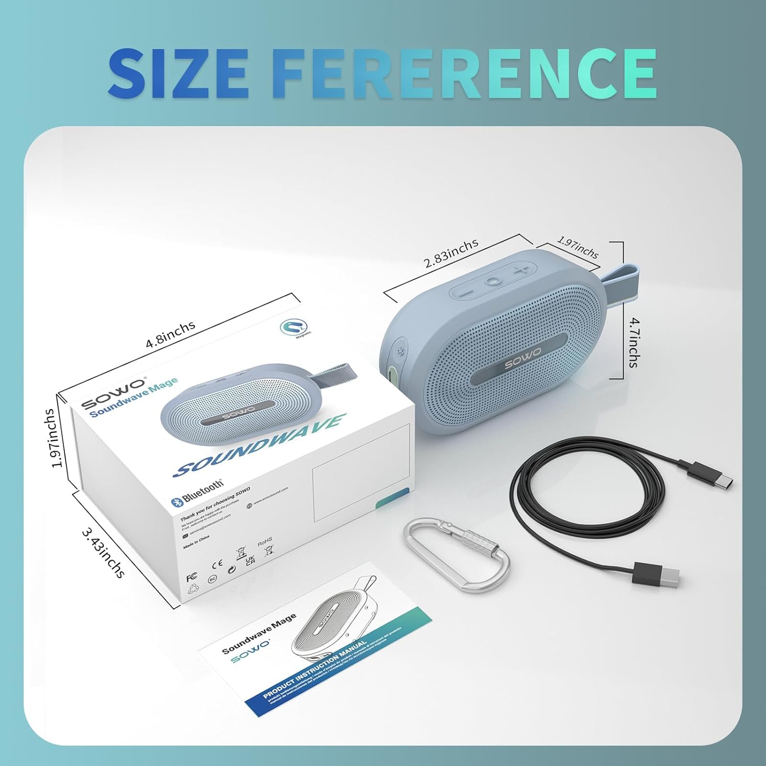 SOWO Wireless Portable Small Speaker, Ultra Magnetic Bluetooth Speaker for Golf Cart, Coverless IP67 Waterproof, 24 H Playtime, Pro Sound, Clip Hanging Design for Outdoor, Indoor - Blue - Image 8