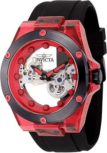 Invicta Silicone Speedway Analog Red Dial Watch for Men – 44400, White Band