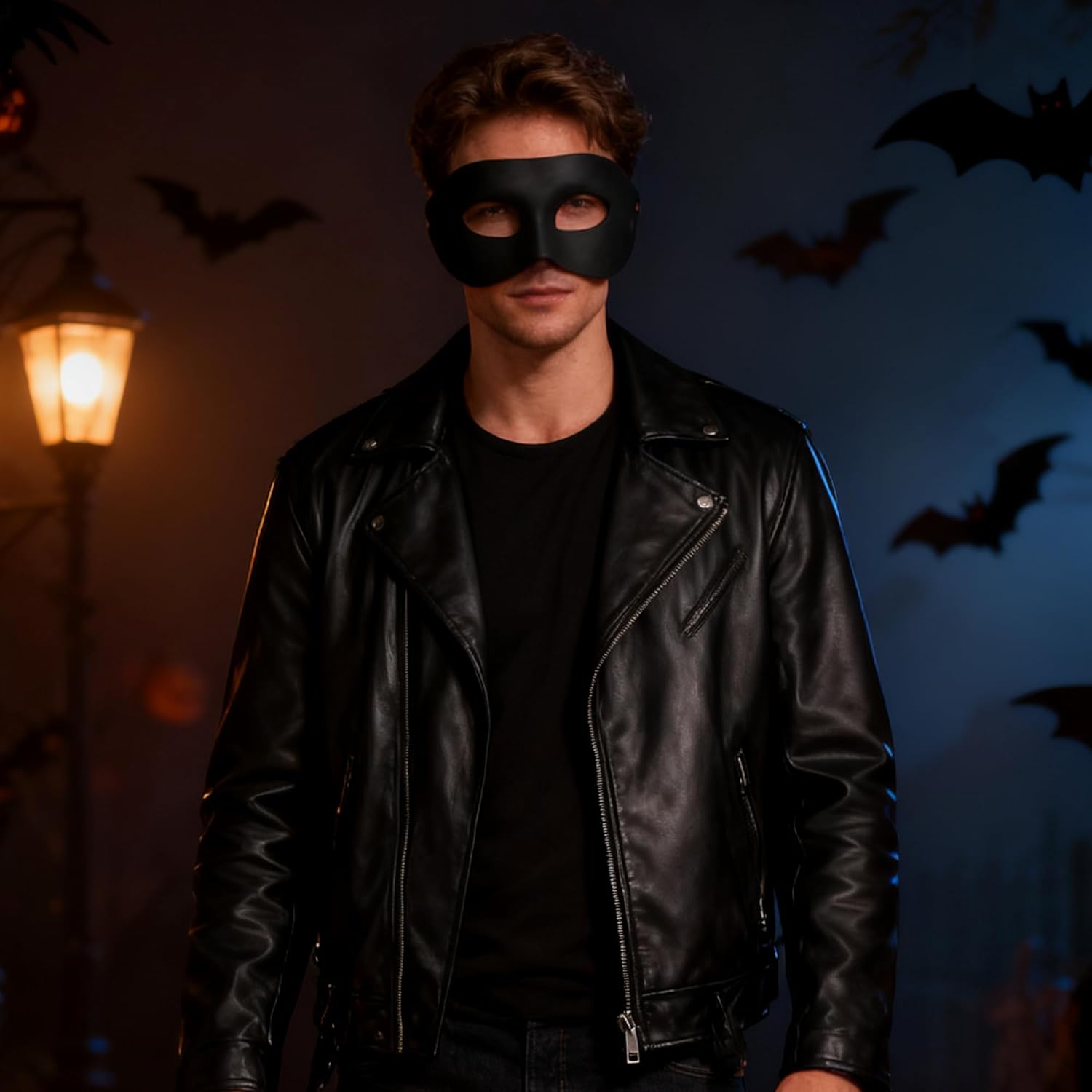 Black Venetian Mask for Men and Women, Half Face Masquerade Mask for Halloween Carnival Cosplay Costume Party Accessory