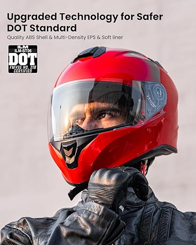 Vista 21 de ILM - Casco de moto de cara completa con ventilación de aire ampliada, visera de repuesto para hombres y mujeres aprobada por el DOT