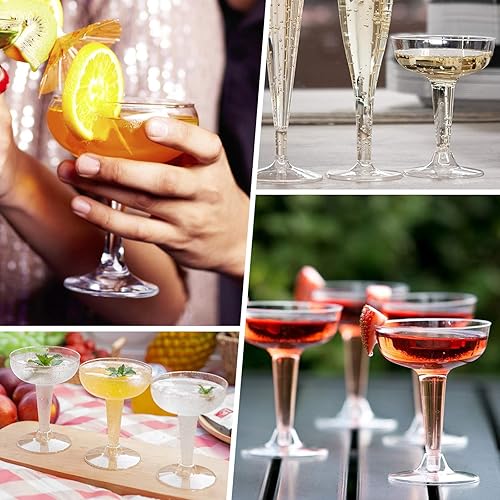 Miniatura 3 de Paquete de 100 vasos de plástico para champán, copas de champán desechables de plástico para fiestas, 4 onzas, copas de vino de Martini Margarita