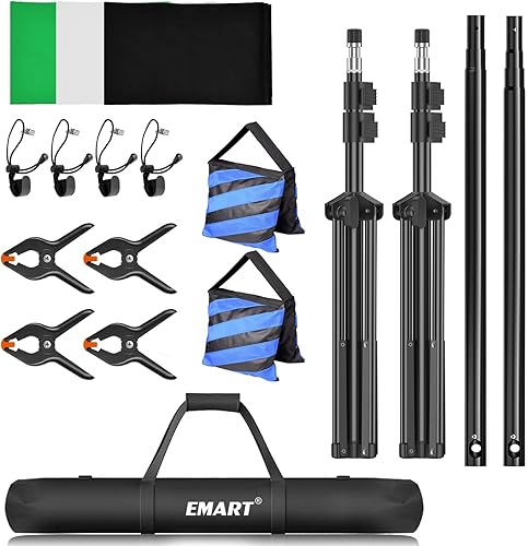 Miniatura 7 de EMART Kit de soporte de fondo para estudio fotográfico, sistema de soporte de fotografía ajustable de 7 x 10 pies con fondo de poliéster (pantalla