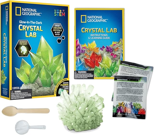 National Geographic Crystal Growing Kit for Kids - Educational and Science Kit - STEM - Bandai JM80557M, Green
