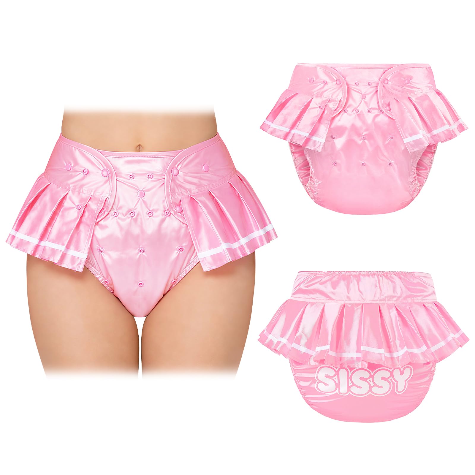LittleForBig Waschbarer Verstellbarer Wiederverwendbarer Wasserdichter Stoffwindel Sissy Schulmädchen Überhose Bezug für Erwachsene Rosa M